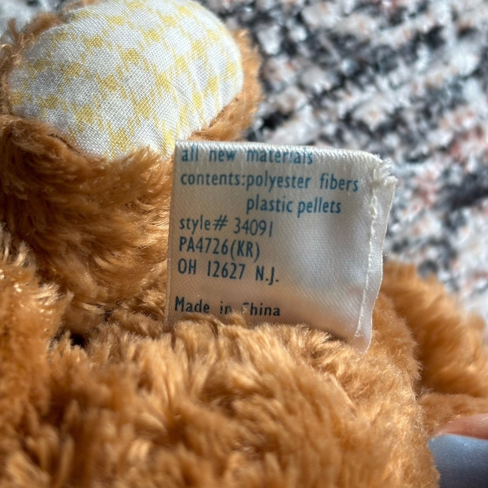 Carter's Just One Year 7" Small Plush Bear Brown Prestige 34091 Beanbag Rattle - Picture 5 of 7